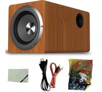Subwoofer alimentado de 6.5 pulgadas, 100 W, altavoz de madera, bajo de estantería de cine en casa para sala de computadora, diseño compacto