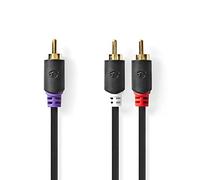 Subwoofer Cable | RCA Male | 2X RCA Male | Gold Plated | 3.00 m | Round | 4.0 mm | Anthracite | Box