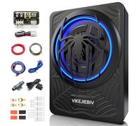 Subwoofer de 1200 W, subwoofer delgado para coche y amplificador de luz ambiental, control individual para pasos de graves/ganancia/aumento, sonido estéreo fuerte, graves profundos