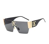 SUBX Gafas de Sol sin Montura cuadradas Vintage para Mujer, Gafas de Sol sin Marco de Marca de Lujo a la Moda para Hombre, Gafas de una Pieza, Tonos Dorados y Negros