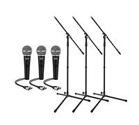 SubZero Micrófono Vocal Dinámico con Interruptor y Pie de Micro, x 3