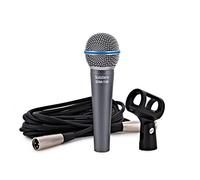 SubZero SZM-11B Micrófono Dinámico Profesional con Cable XLR | Para vocalistas en directo, patrón polar cardioide, atenuación de graves para mayor claridad, funda y pinza incluidas