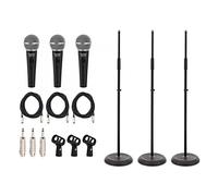 SubZero SZM-11S Dynamic Vocal Microphone with Switch 3 Straight Stand Pack