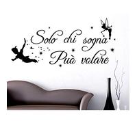 SucAda Adhesivo de Pared en Vinilo con Frase Italiana Solo los Sueños Pueden Volar Peter Pan Decoración para Dormitorio y Sala de Estar 100 x 50 cm