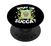 Succa Kawaii Succulent Funny What Up PopSockets PopGrip Adhesivo
