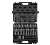 SucceBuy 90 Uds. Juego de enchufes de impacto de accionamiento de 3/8 "SAE 1/4"-3/4" y juego de enchufes métrico de 6-19mm acero de aleación Cr-Mo de 6 puntos para reparación de automóviles 90PCs