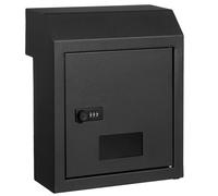 SucceBuy a través de la caja colgante de llave de la puerta, placa de acero resistente a través de la buzón de la puerta con cerradura de combinación de 12 ", caja de caída de correo Dark Gray