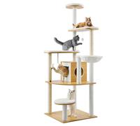 VEVOR Árbol Grande para Gatos de Madera 600 x 600 x 1750 mm Centro de Actividades de Varios Niveles para Gatos con Perchas, Postes Rascadores de Sisal, Hamaca, Casa para Gatos para Jugar y Descansar