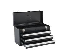 SucceBuy Caja de herramientas de metal de 3 cajones de 20 pulgadas, cómoda de herramientas negra/roja con revestimientos de EVA, organizador de herramientas multifunción para garaje y taller Red