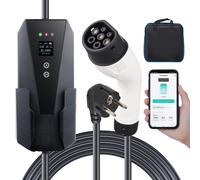 SucceBuy-cargador portátil EV tipo 2, 16A, 3,68 kW y Cable de carga de 25 pies, enchufe CEE 7/7, pantalla LCD para carga de vehículo eléctrico y coche LCD Screen 3.68kW