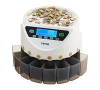 SucceBuy Clasificador de monedas EURO para 8 tipos de monedas europeas, máquina contadora de monedas y máquina envoltorios con capacidad para hasta 850 monedas, pantalla LCD 147 psc min