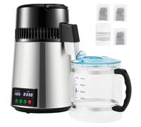 SucceBuy-filtro purificador de destilador de agua, 4L, 1 L/H, dispensador de velocidad de destilación, suavizante de botellas, pantalla táctil, uso doméstico Plata
