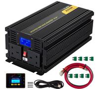 SucceBuy Inversor de onda sinusoidal modificada DC 12V - AC 240V / DC 24V - AC 240V Pantalla LCD de aleación de aluminio y indicadores LED para alimentación 2000W DC24V AC240V
