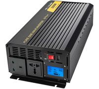 SucceBuy Inversor de onda sinusoidal pura 2000 vatios DC12V - AC240V Inversor de coche Puerto USB Pantalla LCD Control remoto para viajes Camping