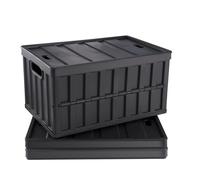 SucceBuy Juego de 3 contenedores de almacenamiento plegables de 45L/65L, cajas de garaje apilables y plegables con tapas para ropa, aperitivos y comestibles 65L