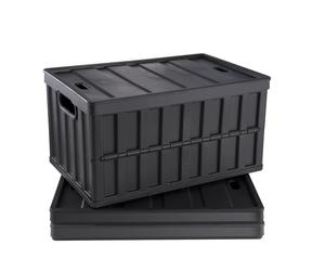 SucceBuy Juego de 3 contenedores de almacenamiento plegables de 45L/65L, cajas de garaje apilables y plegables con tapas para ropa, aperitivos y comestibles 65L