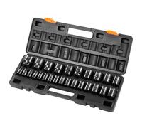 SucceBuy Juego de enchufes de impacto de 1/2 pulgadas y 26 piezas, enchufes de impacto poco profundos, enchufes de 6 puntos, juego de enchufes de accionamiento de 1/2 pulgadas, impacto métrico