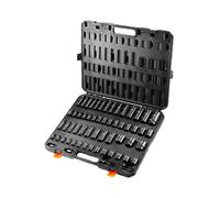 SucceBuy Juego de enchufes de impacto de accionamiento de 3/8" y 1/2" Juego de enchufes de 59 piezas SAE 5/16" a 1-1/4" Métrico 6-32 mm Juego de acero de aleación Cr-Mo de 6 puntos 59PCS