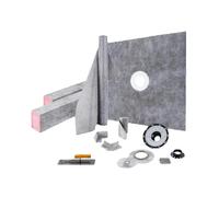 SucceBuy Kit de ducha impermeabilizante, bandeja de Kit de ducha de 48x48 pulgadas con drenaje Central, rejilla de acero inoxidable PVC/ABS, 2 malabarros cortables 48x48 in ABS