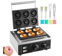 SucceBuy-máquina eléctrica para hacer rosquillas, máquina comercial para hacer rosquillas con superficie antiadherente, máquina para hacer gofres con calefacción de doble cara, 6/12 agujeros 12 holes