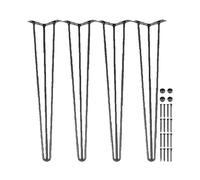 SucceBuy Patas de mesa con horquilla, 24 pulgadas, color negro, juego de 4 patas de escritorio, capacidad de carga de 880 libras (cada 220 libras), patas de escritorio con horquilla, 3 varillas, banco