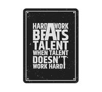 Success Mindset Metal Sign Hard Work Beats Talent Quote Vintage Style Wall Decor for Office Gym 8 X 12 in