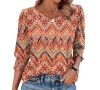 Successivei - Blusas de manga 3/4 para mujer, estilo casual, con puños fruncidos, para negocios, trabajo, para salir, Color-i, 3XL