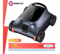[Succión de 45.000 Pa hasta 2000 pies cuadrados] Aspiradora de piscina inalámbrica Seauto Tiempo de ejecución de 180 minutos para piscinas planas de entrada/escuela Frosted Black
