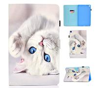 Succtop - Carcasa para Samsung Galaxy Tab A7 de 10,4", 2020, Piel sintética con Tapa para Samsung Galaxy Tab A7 2020, diseño de Gato, Color Blanco