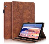 Succtop Coque Huawei Tablette T5 10 Housse Cuir PU Flip Stand Portefeuille Tablette Etui Protection Avec Fonction de Veille/Réveil Auto pour Huawei Mediapad T5 10.1 Pouces 2018 Marron