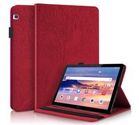 Succtop Coque Huawei Tablette T5 10 Housse Cuir PU Flip Stand Portefeuille Tablette Etui Protection Avec Fonction de Veille/Réveil Auto pour Huawei Mediapad T5 10.1 Pouces 2018 Rouge