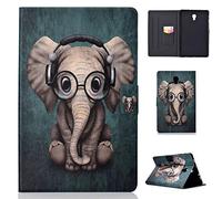 Succtop Funda Galaxy Tab A 10.5 Pulgada Cuero PU Case Stand Billetera Flip Cover Función Automático Sleep/Wake Carcasa Tablet para Samsung Galaxy Tab A 10.5" 2018 SM-T590/SM-T595 Elefante Musical