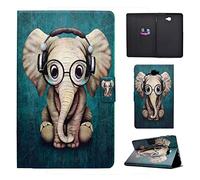 Succtop Funda Galaxy Tab A6 10.1 Cuero PU Case Stand Billetera Flip Cover Función Automático Sleep/Wake Carcasa Tablet para Samsung Galaxy Tab A 10.1 Pulgada 2016 SM-T580/SM-T585 Elefante Musical