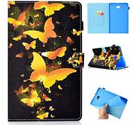 Succtop Funda Galaxy Tab A6 10.1 Cuero PU Case Stand Billetera Flip Cover Función Automático Sleep/Wake Carcasa Tablet para Samsung Galaxy Tab A 10.1 Pulgada 2016 SM-T580/SM-T585 Farfalla D'oro