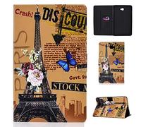 Succtop Funda Galaxy Tab A6 10.1 Cuero PU Case Stand Billetera Flip Cover Función Automático Sleep/Wake Carcasa Tablet para Samsung Galaxy Tab A 10.1 Pulgada 2016 SM-T580/SM-T585 Torre Eiffel