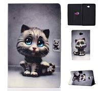 Succtop Funda Galaxy Tab A6 10.1 Cuero PU Case Stand Billetera Flip Cover Función Automático Sleep/Wake Carcasa Tablet para Samsung Galaxy Tab A 10.1 Pulgada 2016 SM-T580/SM-T585 Gatto Domestico