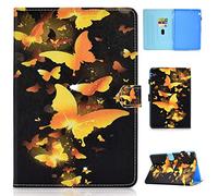 Succtop Funda Huawei Mediapad T5 10.1 Pulgada Funda de Cuero PU Carcasa Cartera Soporte Funda Billetera Tableta Funda con Ranura para Tarjeta para Huawei Mediapad T5 10 10.1" Farfalla D'oro