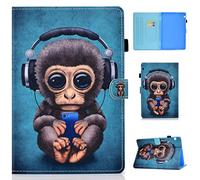 Succtop Funda Huawei Mediapad T5 10.1 Pulgada Funda de Cuero PU Carcasa Cartera Soporte Funda Billetera Tableta Funda con Ranura para Tarjeta para Huawei Mediapad T5 10 10.1" Musica Scimmia