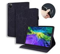 Succtop Funda iPad Pro 2020 12.9 Pulgada Carcasa iPad Pro 12.9 Pulgada 2018 Cover Stand Caso Soporte de Carga Inalámbrica for Apple iPad Pro 2018/2020 12.9 Pulgada Flor Mandala en Relieve Negro