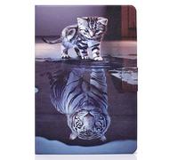 Succtop Funda para Galaxy Tab A7 10.4 Pulgadas 2020, Folio Flip Funda de Piel Sintética Pen Holder Standing Wallet Funda Protectora para Tablet Samsung Galaxy Tab A7 T500/T505/T507, Gato y Tigre