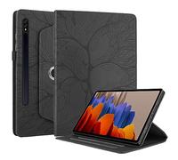 Succtopy Funda para Galaxy Tab S9 Plus/S7 FE/S8 Plus/S7 Plus 12.4 Rotación de 360 Grados Carcasa con Función de Soporte PU Protectora Tableta Cover Galaxy Tab S9+/S8+/S7+/S7 FE 12.4" Negro