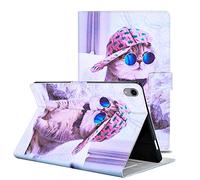 Succtopy Funda para iPad Mini 6. Generación 8.3 2021, Folio Flip Funda PU Piel Sintética Multifunción Ultradelgado Standing Wallet Protectora Tableta Cover iPad Mini 6 2021, Sombrero Gato