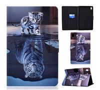 Succtopy Funda para Lenovo Tab M10 HD 2nd Gen 10.1 2020 TB-X306X / TB-X306F, Ultra Delgado Carcasa Tablet Lenovo M10 10.1 2ª Gen, Stand Función Cover Case Lenovo Tablet M10 HD 2, Gato y Tigre
