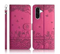 Succtopy Funda para Samsung Galaxy A57 Flip Folio Cuero PU Premium Cover Función Atril Cierre Magnético Ranura para Tarjeta Carcasa Protectora Cover para Samsung Galaxy A57 Rosa Roja