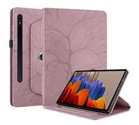 Succtopy Funda para Samsung Galaxy Tab S9 2023/ S8 2022/ S7 2020 11 Pulgadas Rotación de 360 Grados Carcasa con Función de Soporte PU Protectora Tableta Cover Galaxy Tab S9 / S8/ S7 11" Oro Rosado