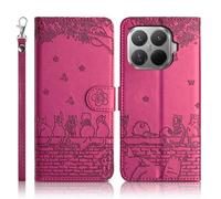 Succtopy Funda para Xiaomi 15T Pro Flip Fundas de Cuero PU Premium Cover Magnético Tarjetero y Suporte Silicona Carcasa Cover para Xiaomi 15T Pro Rosa Roja