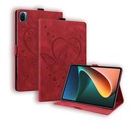 Succtopy Funda para Xiaomi Mi Pad 5/ Mi Pad 5 Pro 11 Pulgadas 2021, Folio Flip PU Cuero Funda Soporte Billetera Wallet Cover Case Tablet Funda Xiaomi Mi Pad 5 Pro, Mariposa Rojo