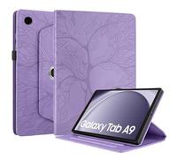 Succtopy Funda Samsung Galaxy Tab A9 8.7 Pulgadas 2023 SM-X110/X115 Rotación de 360 Grados Carcasa con Función de Soporte PU Protectora Tableta Cover Samsung Galaxy Tab A9 8.7" 2023 Violeta