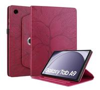 Succtopy Funda Samsung Galaxy Tab A9 8.7 Pulgadas 2023 SM-X110/X115 Rotación de 360 Grados Carcasa con Función de Soporte PU Protectora Tableta Cover Samsung Galaxy Tab A9 8.7" 2023 Rojo