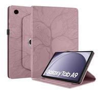 Succtopy Funda Samsung Galaxy Tab A9 8.7 Pulgadas 2023 SM-X110/X115 Rotación de 360 Grados Carcasa con Función de Soporte PU Protectora Tableta Cover Samsung Galaxy Tab A9 8.7" 2023 Oro Rosado